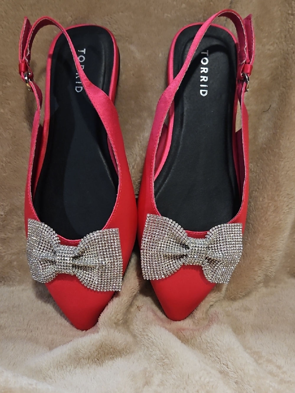 torrid Hot Pink Pointed Slingback Flats with Crystal Bow
